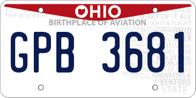 OH license plate GPB3681