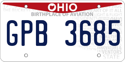 OH license plate GPB3685