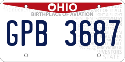 OH license plate GPB3687