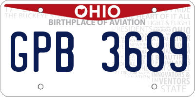 OH license plate GPB3689