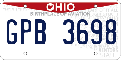 OH license plate GPB3698