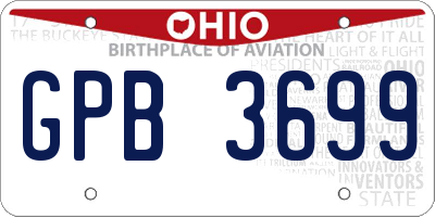 OH license plate GPB3699