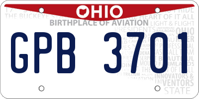 OH license plate GPB3701