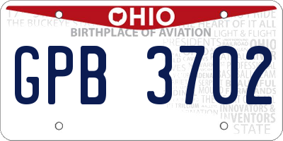 OH license plate GPB3702
