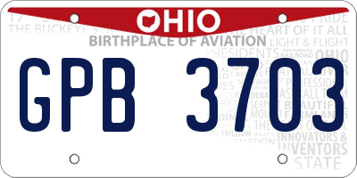 OH license plate GPB3703