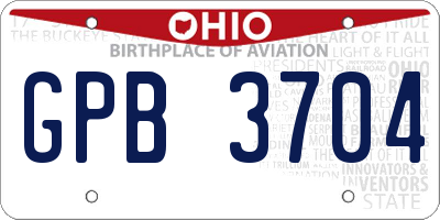 OH license plate GPB3704