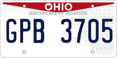OH license plate GPB3705