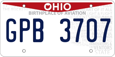 OH license plate GPB3707
