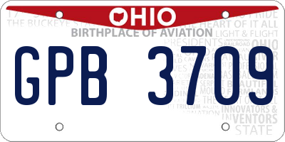 OH license plate GPB3709