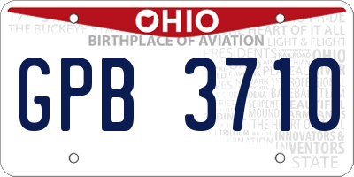 OH license plate GPB3710