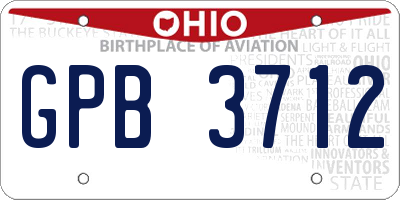 OH license plate GPB3712