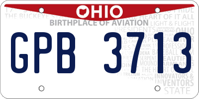 OH license plate GPB3713