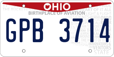OH license plate GPB3714