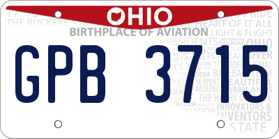 OH license plate GPB3715