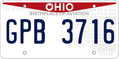 OH license plate GPB3716