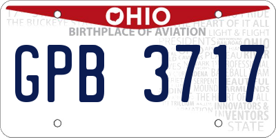 OH license plate GPB3717