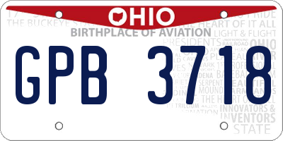 OH license plate GPB3718
