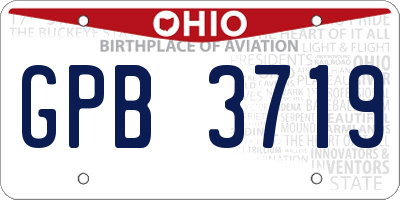 OH license plate GPB3719