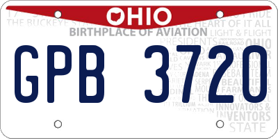OH license plate GPB3720