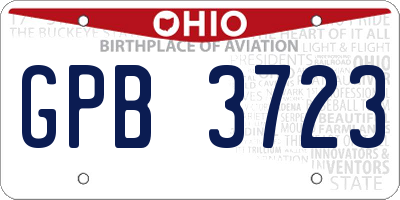 OH license plate GPB3723