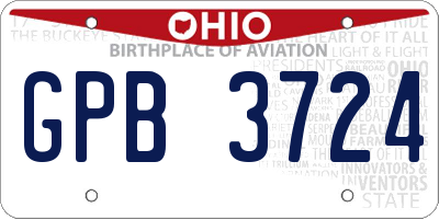 OH license plate GPB3724