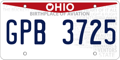 OH license plate GPB3725