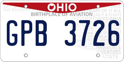 OH license plate GPB3726
