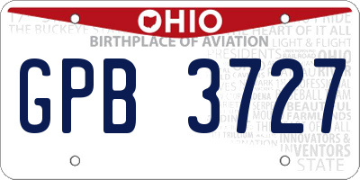OH license plate GPB3727