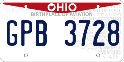 OH license plate GPB3728