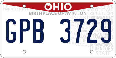 OH license plate GPB3729