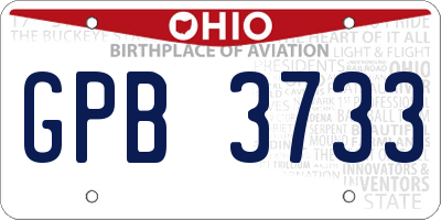 OH license plate GPB3733