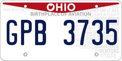 OH license plate GPB3735