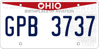 OH license plate GPB3737
