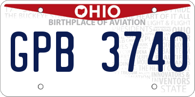 OH license plate GPB3740