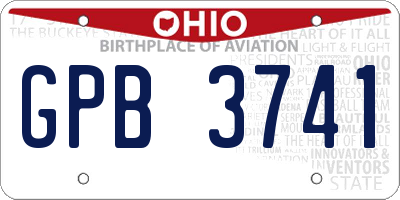 OH license plate GPB3741