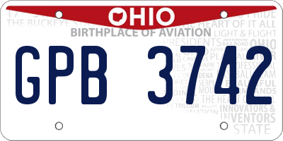 OH license plate GPB3742