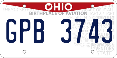 OH license plate GPB3743