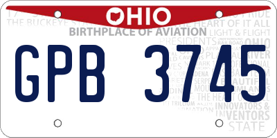 OH license plate GPB3745