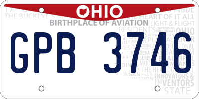 OH license plate GPB3746