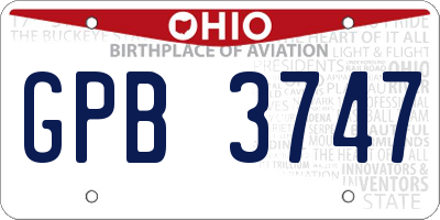OH license plate GPB3747