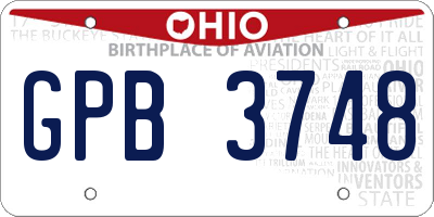 OH license plate GPB3748