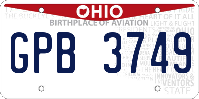 OH license plate GPB3749