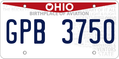 OH license plate GPB3750