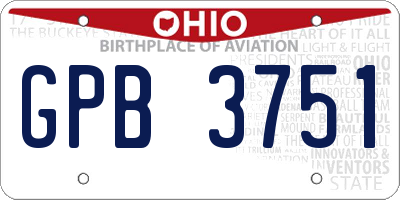 OH license plate GPB3751