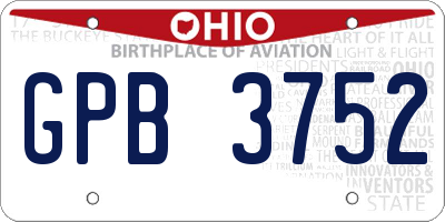 OH license plate GPB3752