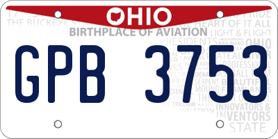 OH license plate GPB3753