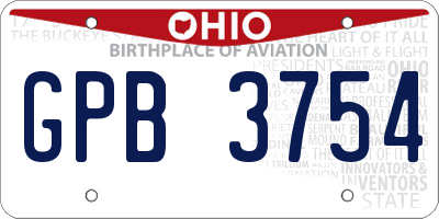 OH license plate GPB3754
