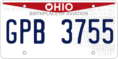 OH license plate GPB3755