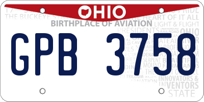 OH license plate GPB3758