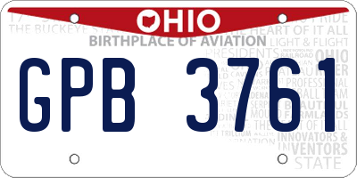 OH license plate GPB3761